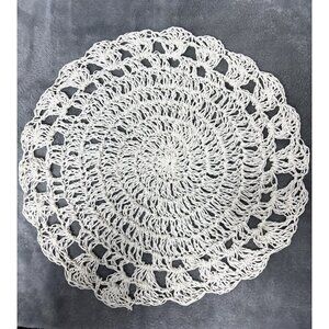 Crochet Table Placemat Round Set of 4 Rustic Country Cottage Core Fall Autumn